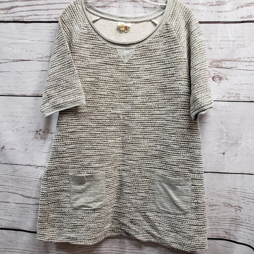 Meadow Rue Lg Anthropologie Tweed Grey Tunic Top Or Dress Metallic Distressed